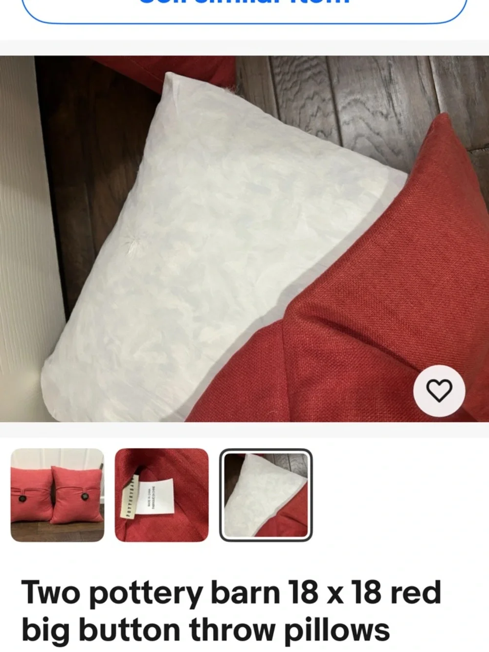 Pottery Barn Coral Button Square Accent Pillows - Set of 2 - Picture 4 of 4